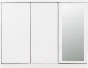 Nevada 3 Door Sliding Wardrobe with Mirror in White Gloss Finish