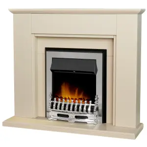 Adam Greenwich Fireplace in Stone Effect with Blenheim Electric Fire in Chrome, 45 Inch