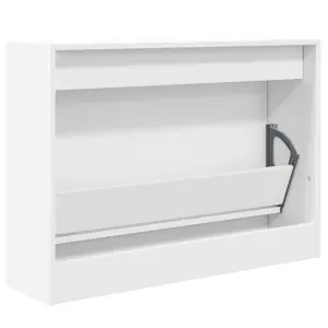 Shoe Cabinet White 80x21x57 cm Engineered Wood