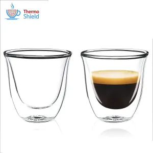 Double Wall Espresso Glasses / Coffee Glasses (Twin Pack) - CFL-655B Thermoshield by FilterLogic