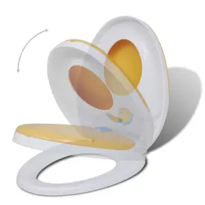 Toilet Seats with Soft Close Lids 2pcs Plastic White and Yellow