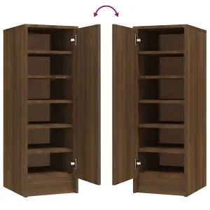 Berkfield Shoe Cabinet Brown Oak 32x35x92 cm Engineered Wood