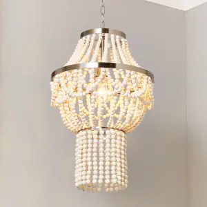 Litecraft Pilli Natural Beaded 1 Light Chandelier