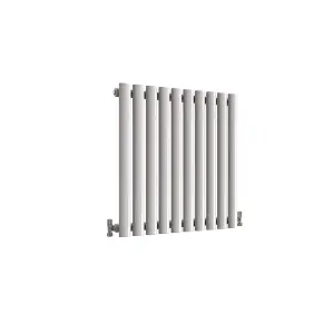 Horizontal White Single Oval Panel Radiator (H)600mm x (W)590mm, 2080 BTU.