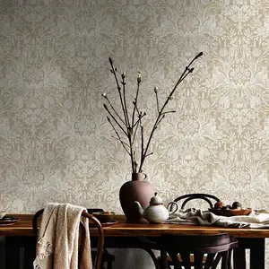 Harlen Woodland Damask Wallpaper Beige Holden 13559