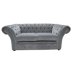 Chesterfield 2 Seater Pimlico Grey Fabric Sofa Settee Bespoke In Balmoral Style