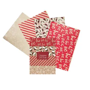 8 Christmas Wrapping Paper Sheets Kraft Effect Traditional Gift Wrap 50cm x 70cm