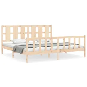 Berkfield Bed Frame with Headboard 200x200 cm Solid Wood