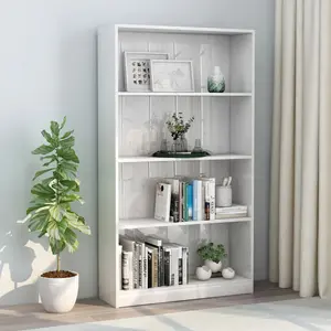 Attwood Bookcase High Gloss White / 114cm H x 40cm W x 30cm D