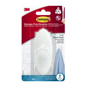 3M Command Bath Large Clear Towel Hook (Holds)2.2kg