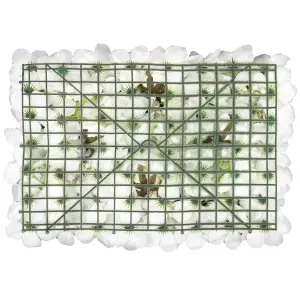 Artificial Flower Wall Backdrop Panel, 60cm x 40cm, White with Berries