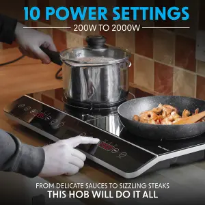 Baridi Portable Induction Hob: Two Zone, 2800W, 13A Plug, Timer Function