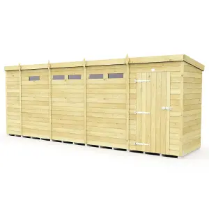 17 x 4 Feet Pent Security Shed - Single Door - Wood - L118 x W492 x H201 cm