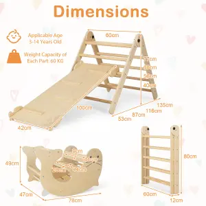 Costway Indoor Kids Climbing Toys Foldable Wooden Climber w/ Ramp Montessori Climbing Set for Children 3-14