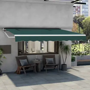 Costway 3.6 x 3m Patio Awning Manual Garden Canopy Sun Shade Retractable Shelter Outdoor