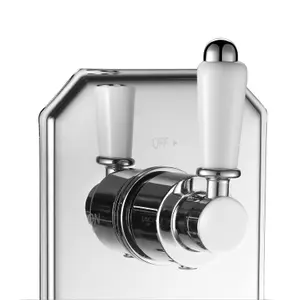 ENKI Regent Chrome White Crosshead 3-Outlet Solid Brass Thermostatic Triple Shower Valve TSV071