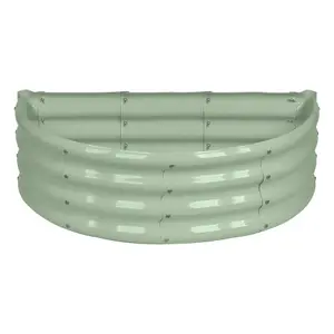 Semicircular Galvanised Steel Raised Garden Bed - 90cm x 45cm - Green