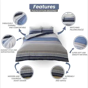 Edelsten Cotton Blend Duvet Cover Set with Pillowcases Blue / Double Duvet Cover + 2 Standard Pillowcase