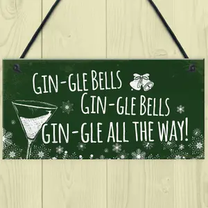 Red Ocean Funny Gin Sign Hanging Plaque Christmas Decoration Xmas Friendship Gift