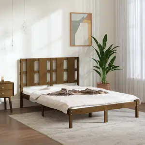 Berkfield Bed Frame Honey Brown Solid Wood Pine 120x200 cm