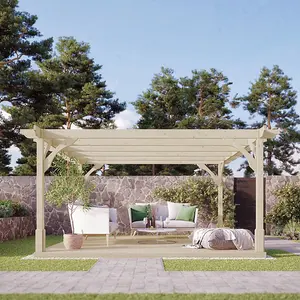 Premium Pergola and Decking Kit - Wood - L240 x W240 cm - Light Green