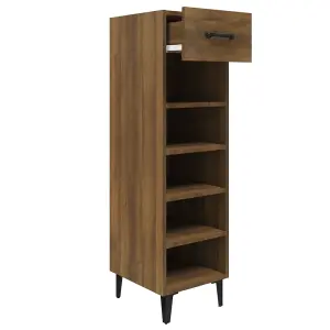 Shoe Cabinet Brown Oak 30x35x105 cm Engineered Wood