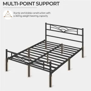 Yaheetech Black 5ft King Metal Bed Frame with Cloud-inspired Design Headboard