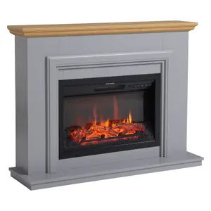 Focal Point Horsham Oak & grey Freestanding Electric Fire suite