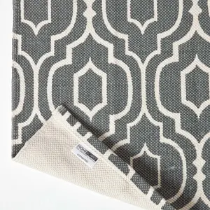 Homescapes Riga Grey and White 100% Cotton Printed Patterned Rug, 120 x 170 cm