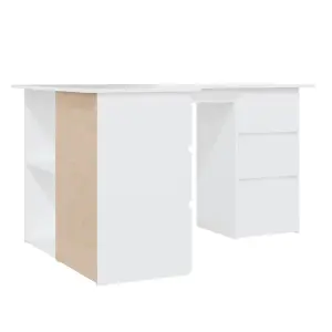 Berkfield Corner Desk White 145x100x76 cm Engineered Wood