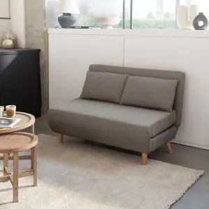 sweeek. 2-seater scandi-style folding sofa bed Guesta Light Grey 120x89x80 cm