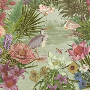 Paul Moneypenny Eclectic Floral Hall  Green Wallpaper for Grandeco