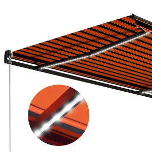 Berkfield Manual Retractable Awning with LED 600x300 cm Orange and Brown