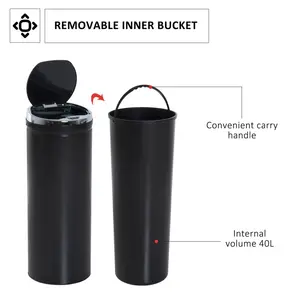 Stainless Steel 50 Litre Motion Sensor Rubbish Bin Black