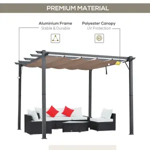 Outsunny 3M X 3M Pergola Gazebo Sun Shade Shelter Aluminium Garden Canopy