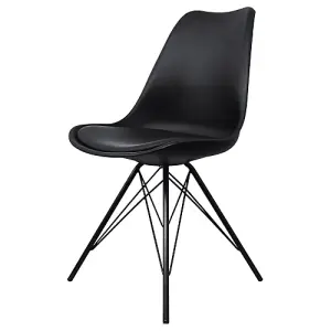 Soho Black Plastic Dining Chair with Black Metal Legs