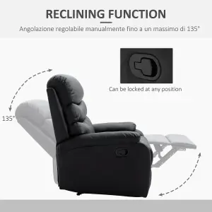 HOMCOM Manual Recliner Chair Armchair for Living Room with Footrest Black