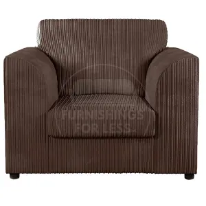 Luxor Jumbo Cord 3 + 1 + 1 Fabric 3 Piece Sofa Suite - Scatter Back Chocolate