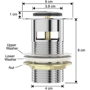 BELOFAY Pop Up Basin Waste Slotted Click Clack Bathroom Sink Plug in Chrome Finish - Modern Sink Waste Kit with Overflows