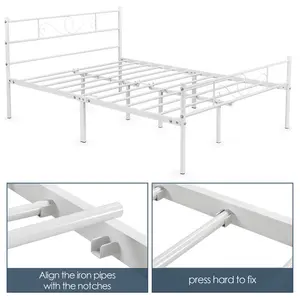 Metal Bed Frame with Headboard/Under-Bed Storage White / Double (4'6)