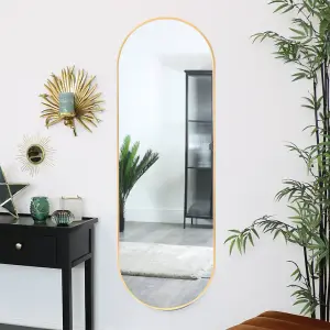 Gold Oval Wall Mounted Framed Full Length Mirror Dressing Mirror 50 x 160 cm