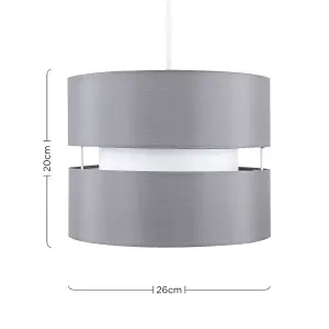 ValueLights Sophia Grey Ceiling Pendant Shade and B22 GLS LED 10W Warm White 3000K Bulb