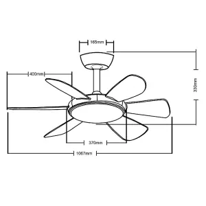 Luminosa Mode 6 Blade DC LED Ceiling Fan 24W CCT Black