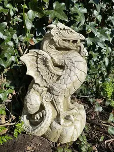 Scaly Dragon Stone Statue Outdoor Garden Ornament British Made Celtic Sculpture