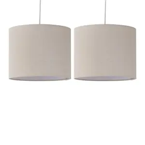 First Choice Lighting Set of 2 Natural Linen 25cm Pendant Lightshades