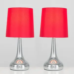 Chasse Metal Table Lamp (Set of 2) Chrome Base / Red Shade / Not Included