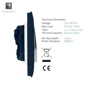 Trendiswitch Navy 1 Gang 2 Way 10 Amp Switch