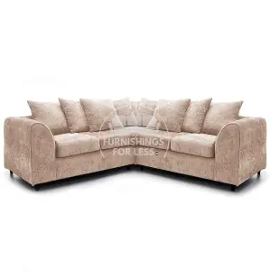 Monaco Chenille Fabric 5 Seater L Shaped Corner Sofa  Beige