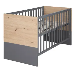 The Anna 2 in 1 Cot Bed - 60 x 120 cm, anthracite / Kent oak decor