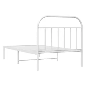 Berkfield Metal Bed Frame with Headboard White 100x190 cm